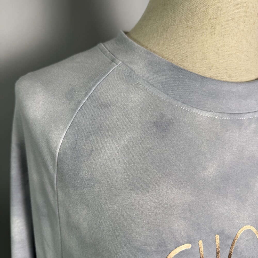 Rae Dunn Women's 1X Sweatshirt "Choose Love" Gray Tie Dye Long Sleeve Pullover - Picture 3 of 11